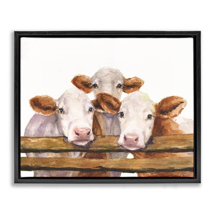 Drie Koeienvrienden Drijvende Ingelijste Kunst voor wholesale door Stupell Industries