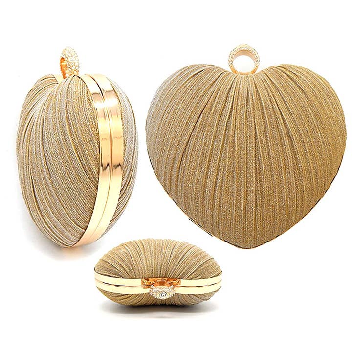 Diacly - Wholesale Clutch Bag - Women's - Glitter Mesh Cover Heart Clutch Bag