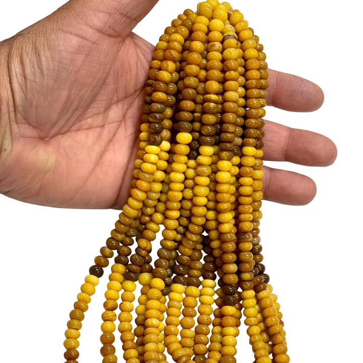 Brins de perles rondelles en opale péruvienne jaune moutarde pour la vente par TRIVENI USA INC