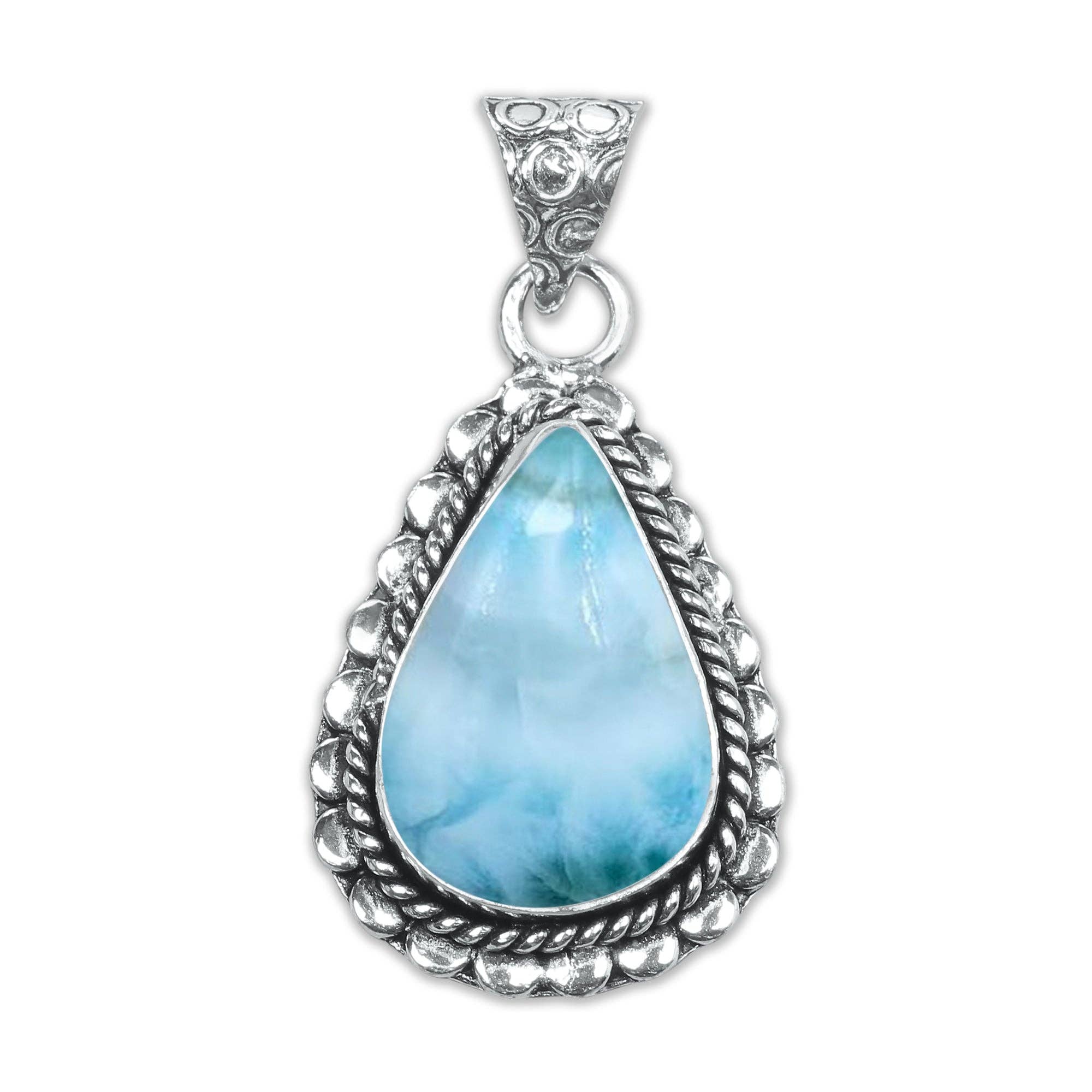 Handmade Jewels - Wholesale Individual charm/pendant - Larimar Artisan Pendants -  Handmade, Silver-Plated Brass, Wholesale (Made To Order)2