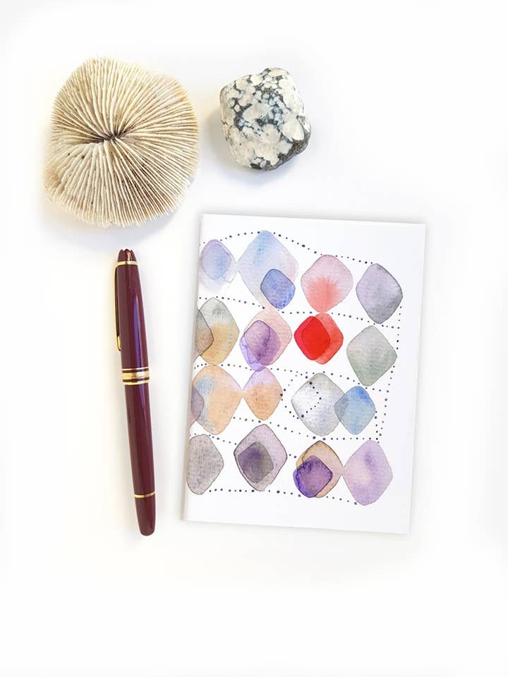 A6 NOTEBOOK ABSTRACT GEOMETRIC PATTERN DIAMOND WATERCOLOR for wholesale by Thévy Guex