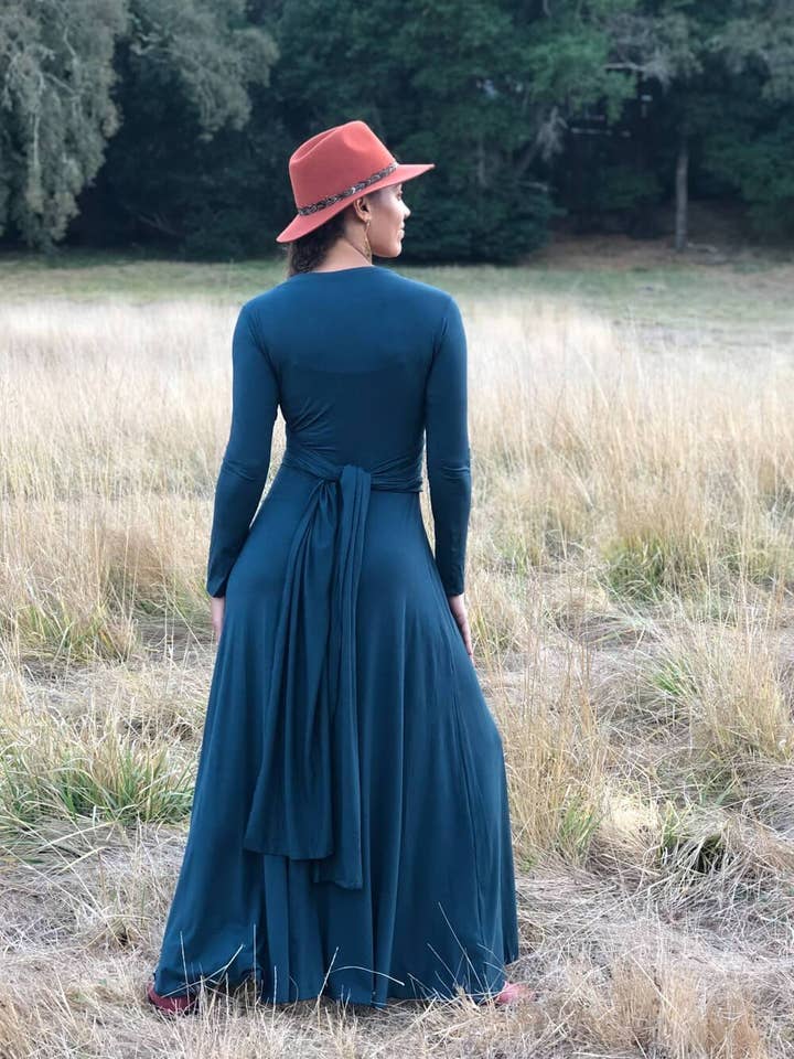 CARAUCCI - Wholesale Dress - Women's - Long Sleeve Wrap Maxi Dress