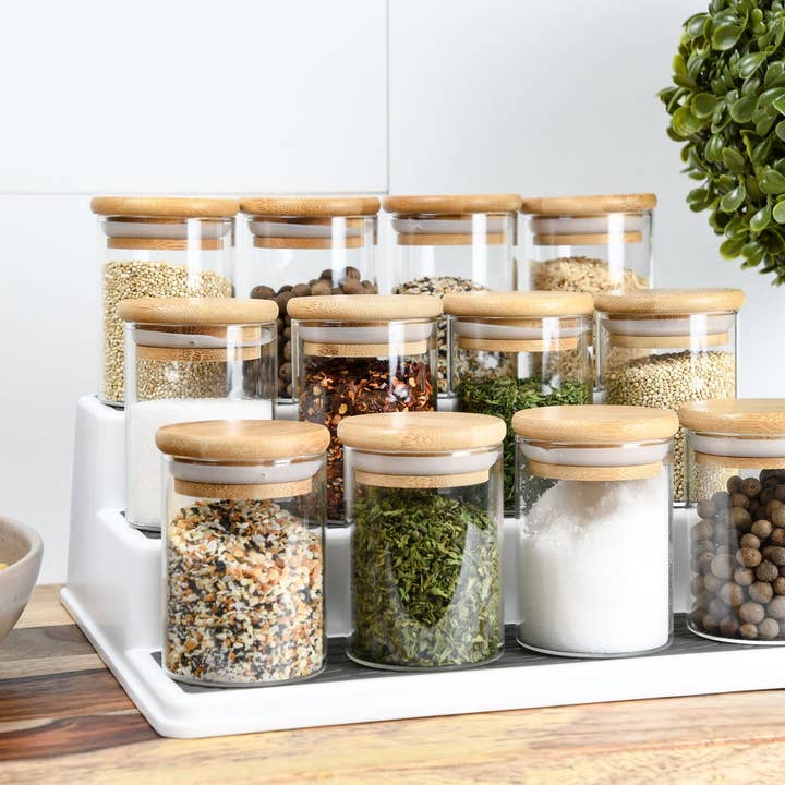 Human Objects® - Wholesale Jar - Glass Jar w/ Bamboo Lid – Eco-Friendly Spice Jar – 20 Qty9