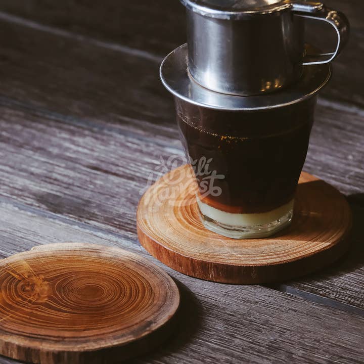 Bali Harvest - Wholesale Coasters - Teak Wooden Coasters (Natural) Drink Mat Mug Cup Glass Top1