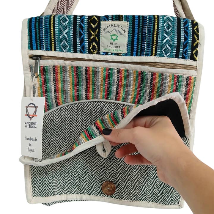 Ancient Wisdom - Wholesale Backpack - Unisex - Hemp Laptop Messenger Bag - Curves