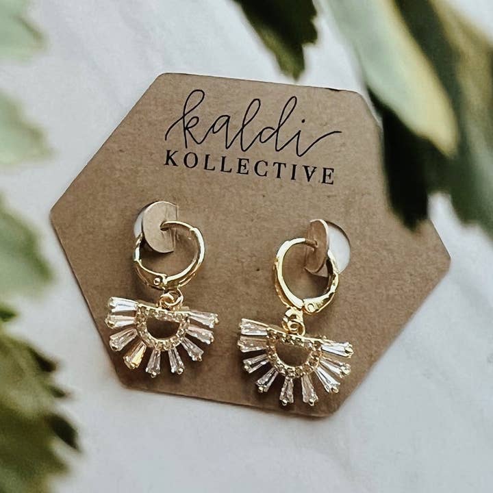kaldi kollective - Wholesale Huggie Earrings - ELIZA // rhinestone burst huggie hoop earrings