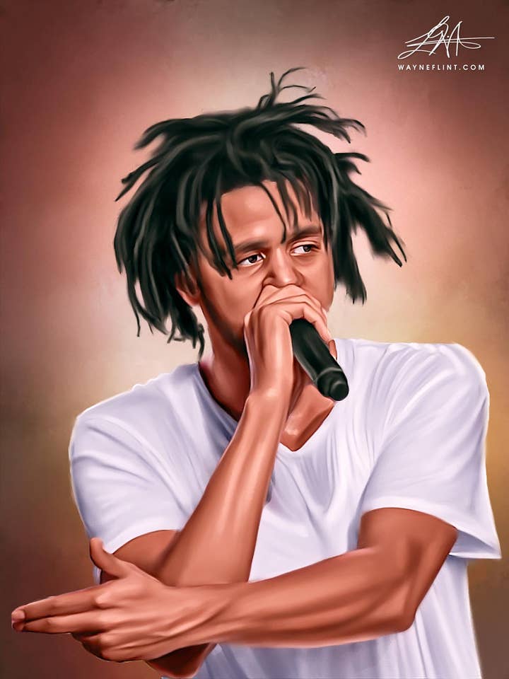 J Cole Digital Oil Painting by Wayne Flint for wholesale by Wayne Flint Digital Portraits