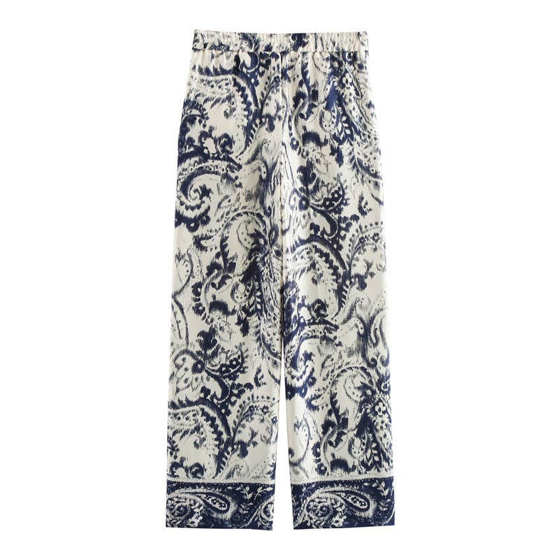 Marayn - Wholesale Lounge Set - Women's - Autumn Silk Print Set Elegant  Effortless Style3