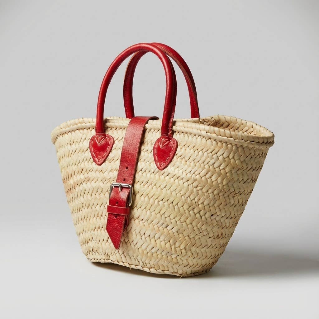 Melecraft – wholesale Strandväska – Mini fransk marknadskorg läderrem stråväska20