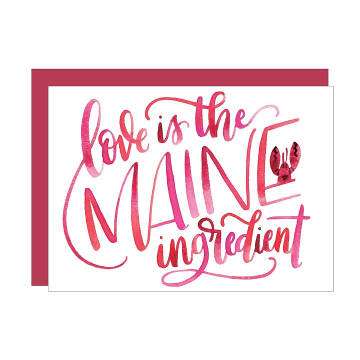 Maine Ingredient greeting card for wholesale by Katie Elizabeth Lettering