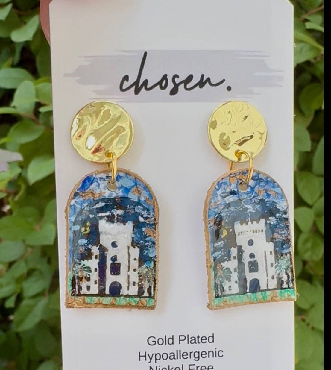 Chosen - Wholesale Dangle Earrings - The Citadel Hand Painted Leather Earring Collection4