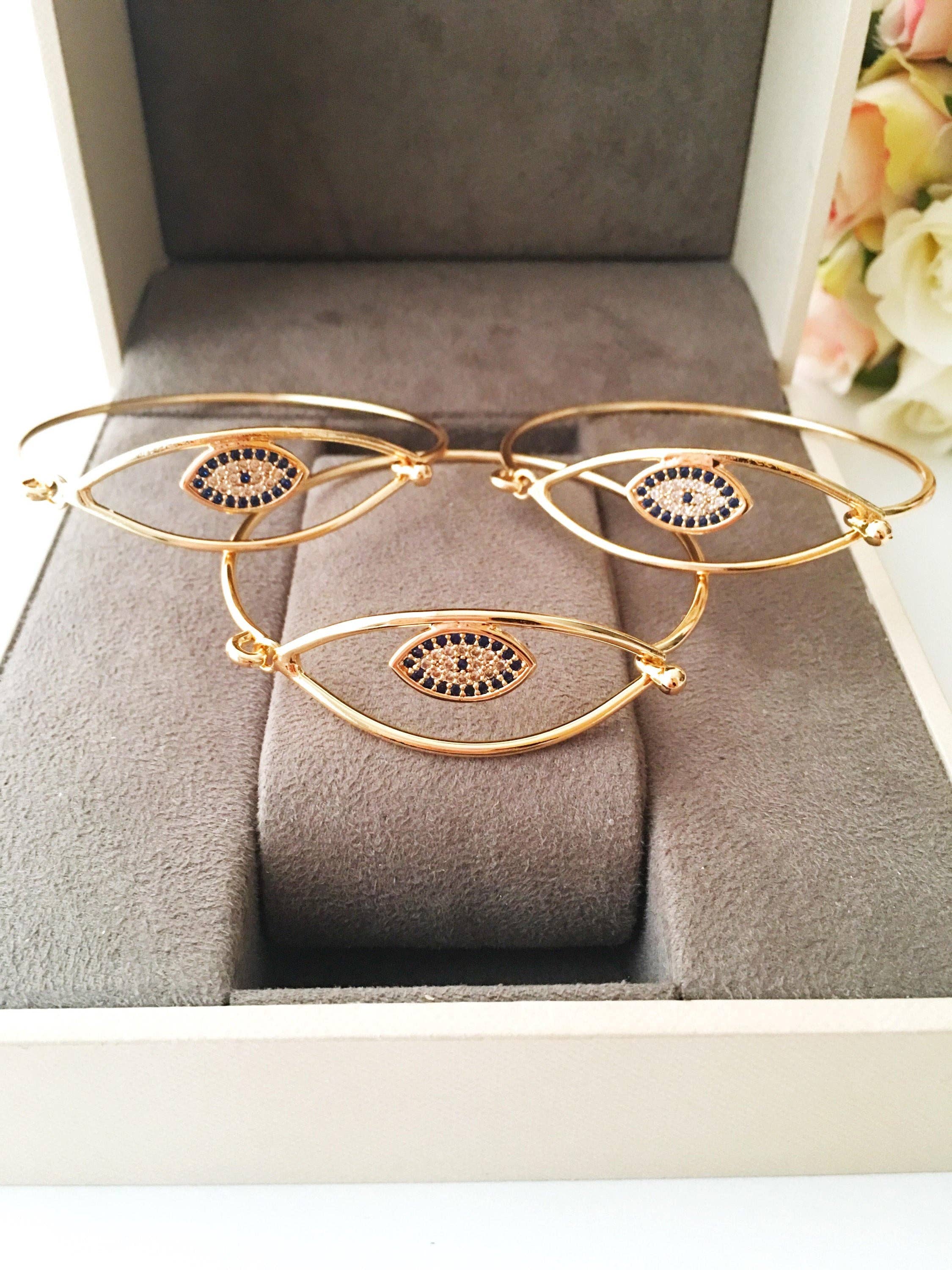 Evileyefavor - Wholesale Cuff Bracelet - Evil Eye Bangle Bracelet, Rose Gold Silver Cuff Bracelet7