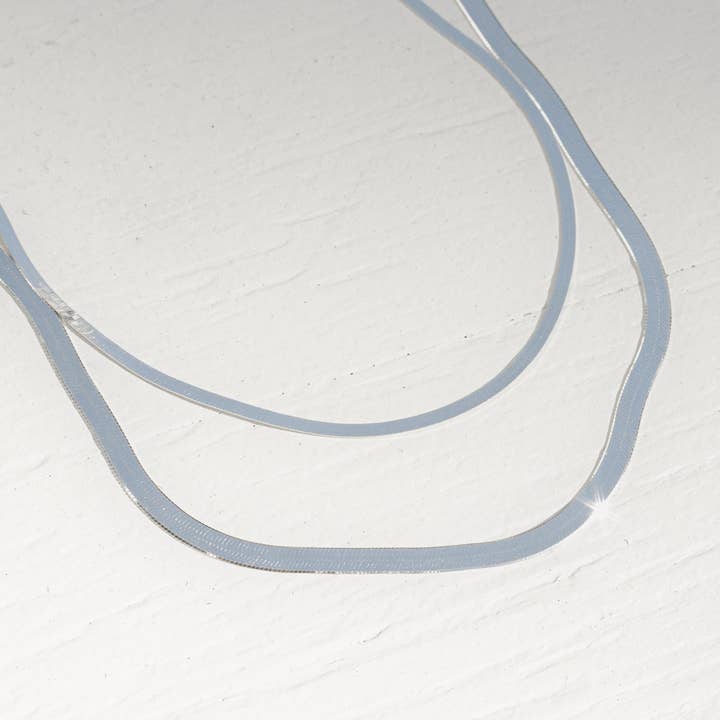 Sterling Silver Herringbone Layering Chain Necklaces for wholesale by Mahka Jewelry