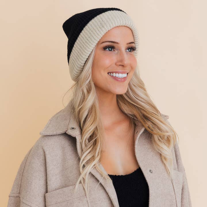 Leto Accessories - Wholesale Beanie - Women's - Basic Knit Two Tone Beanie - 4 Cute Colors5