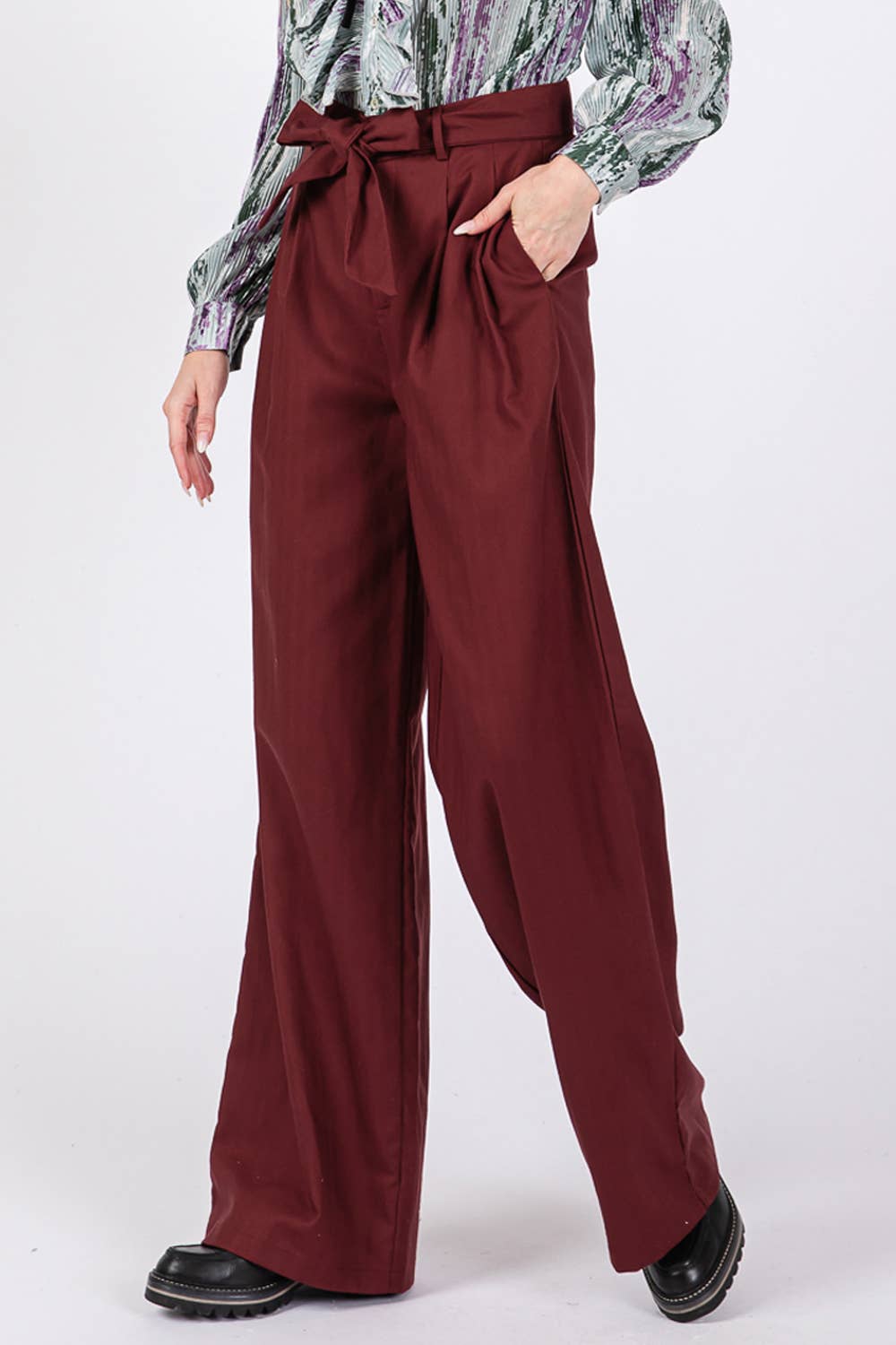 Sage + Fig - Wholesale Pants - Women's - HIGH WAIST BELTED PANTS (SP7328)13