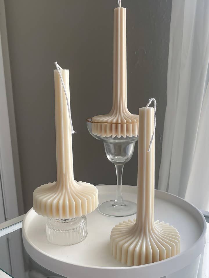 Tala Striped Pillar Candle for wholesale by Vanilla Aroma Studio