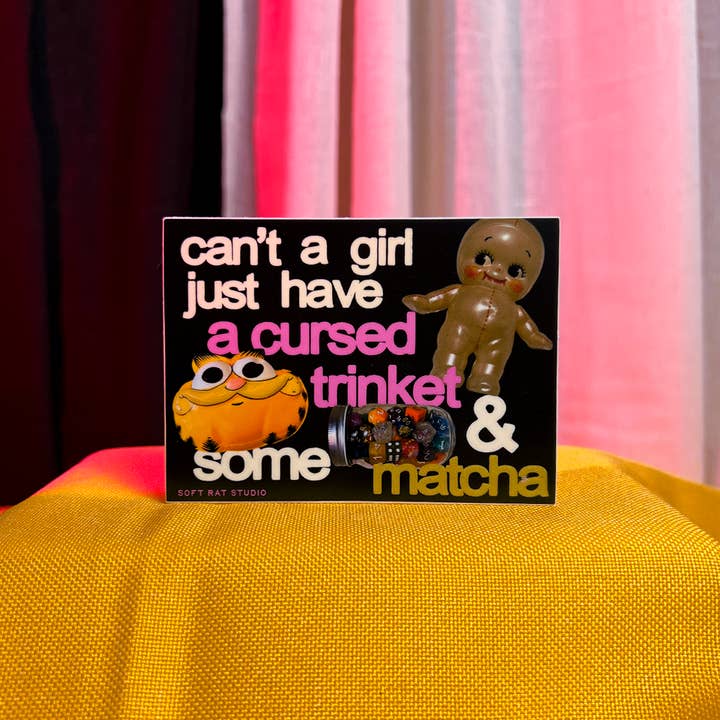 Cursed Trinket and Matcha Sticker for wholesale by Soft Rat Studio