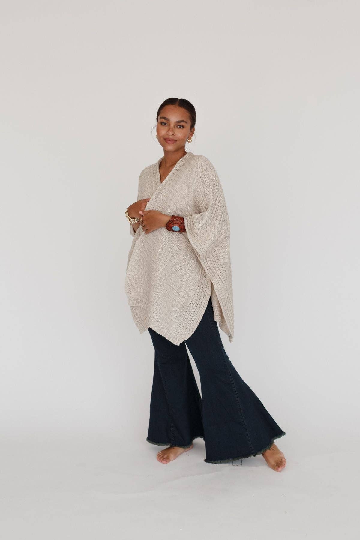 Three Bird Nest - Wholesale Kimono - Women's - Winter Favorite: So Deserving Knit Ruana - Oatmeal1
