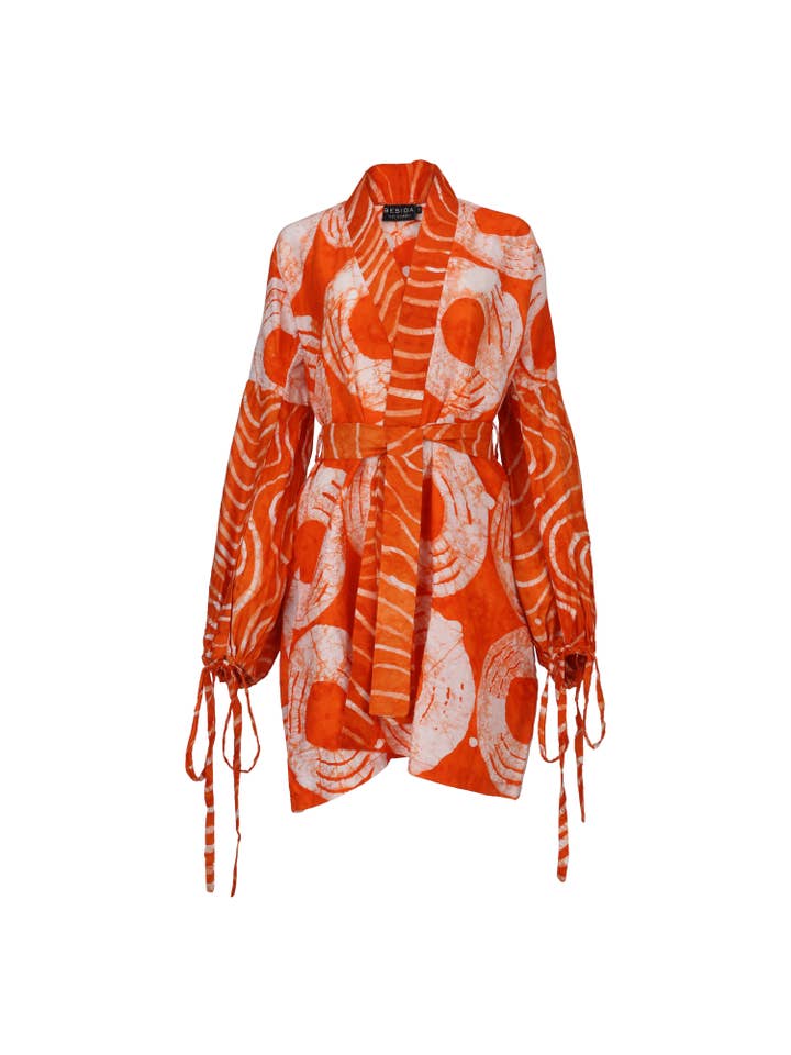 Besida - Wholesale Kimono - Women's - Mafarki Kimono Orange African Print Hand Dyed Jacket Robe