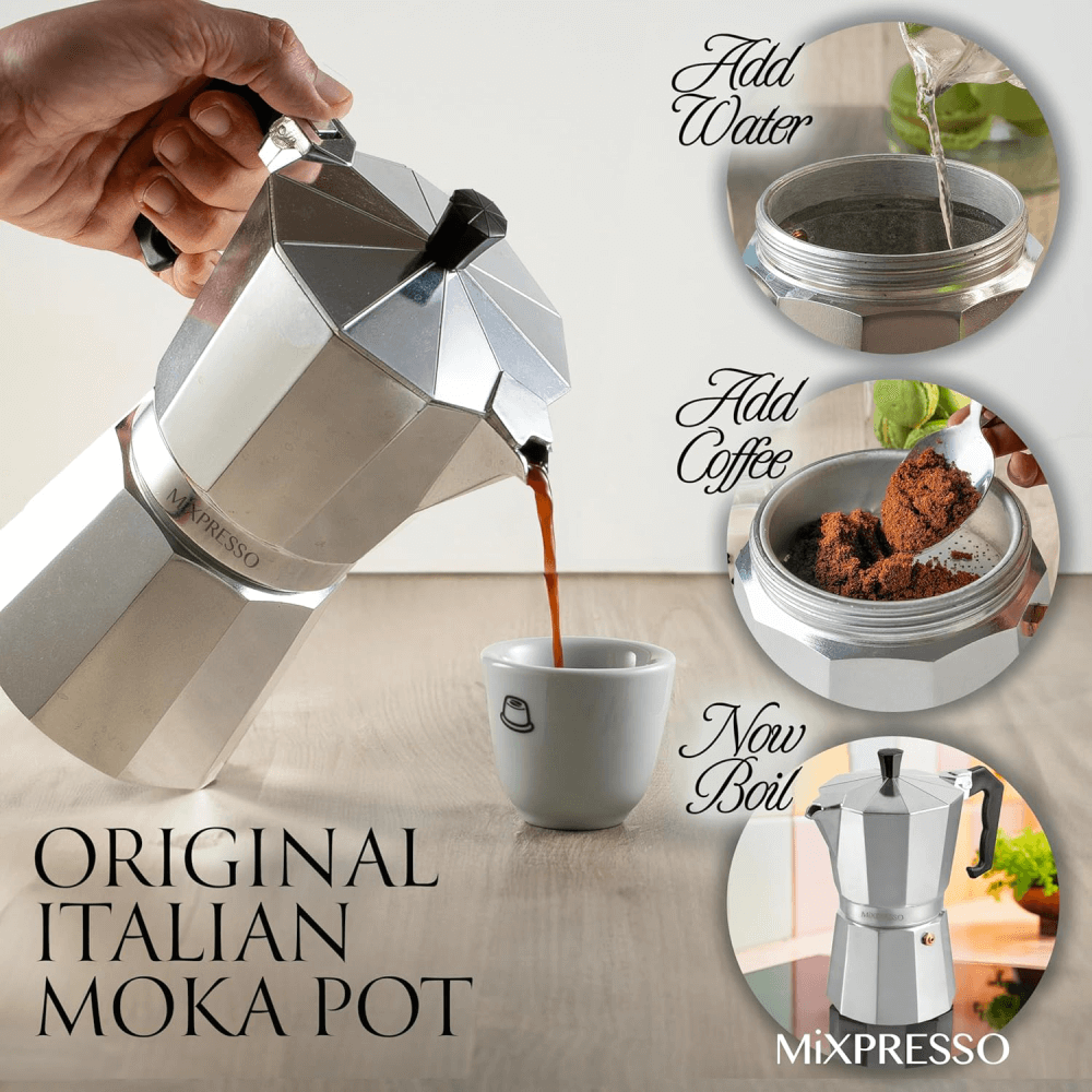 Mixpresso - Wholesale Percolator - Mixpresso 9 Cup Moka Pot Cuban Coffee Maker, Moka Pot for Gas, Electric Stove Top, Classic Italian Coffee Maker, Stovetop Espresso Maker, Camping Pot Makes 9 Espresso Cup 14 Oz6