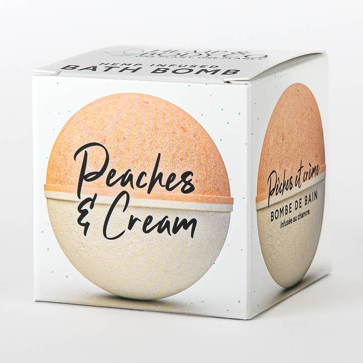 Hampa-infunderad badbomb - persikor och grädde för wholesale av Hemp & Body Co