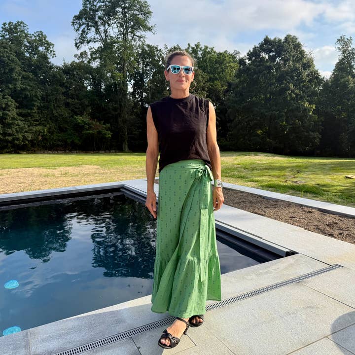 Green Staghorn Maxi Ruffle Wrap Skirt for wholesale by Beastly Threads