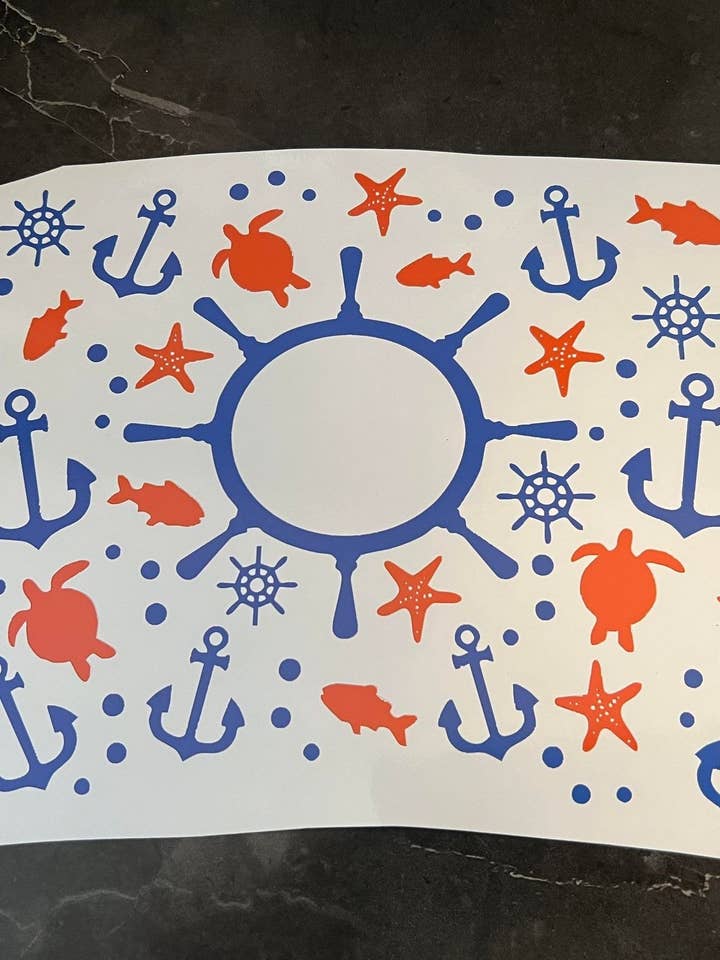 Envoltura fría con tema de ancla, tortuga y pez para venta al por mayor de The Crazy Craft Girl LLC