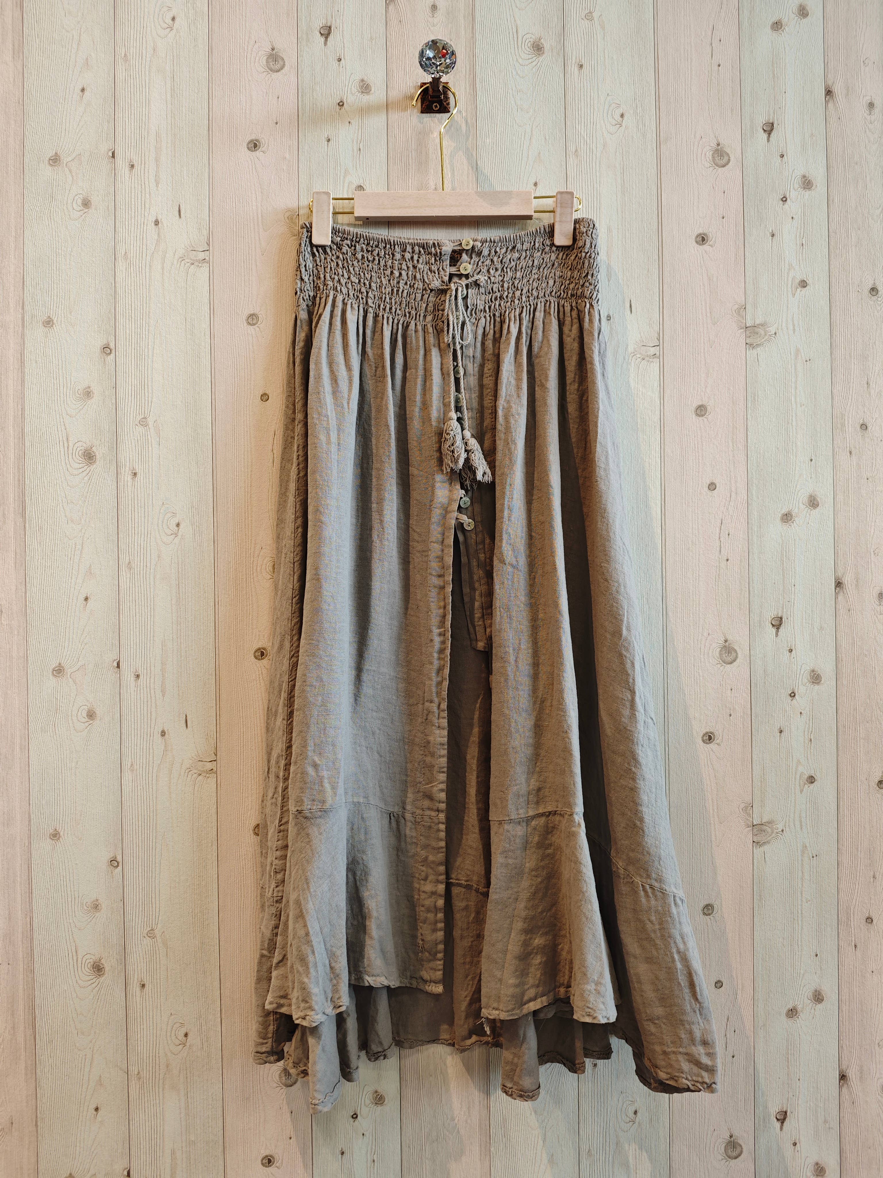 Linen & More - Vente Jupe – femme - Jupe boutonnée en lin 100 % avec taille élastique3