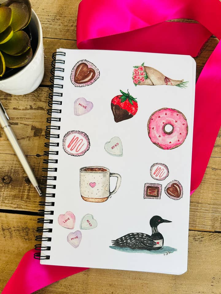 Diario illustrato ad acquerello con copertina morbida per San Valentino per la vendita all'ingrosso da parte di LSA-studio