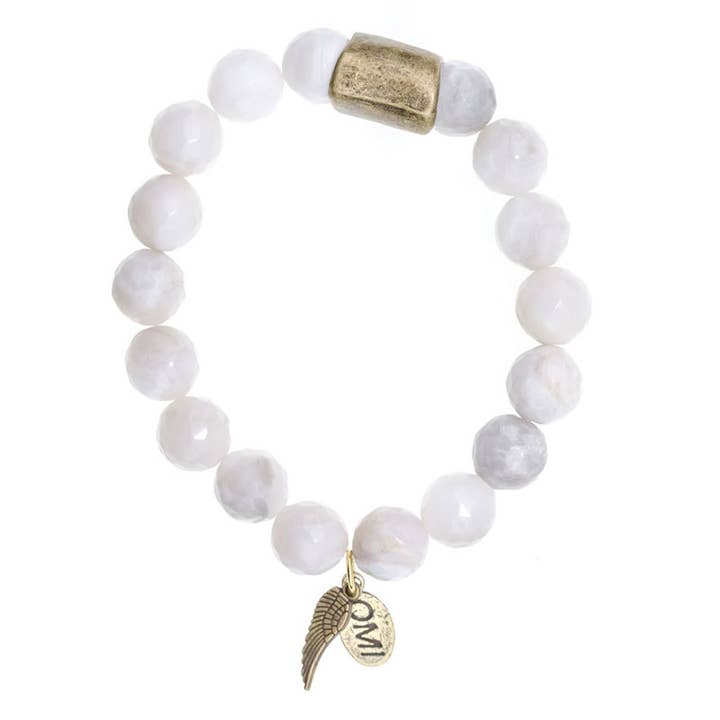 OMI Facetterat Armband med Naturliga Agatpärlor och Bronsrör för wholesale av omibeads