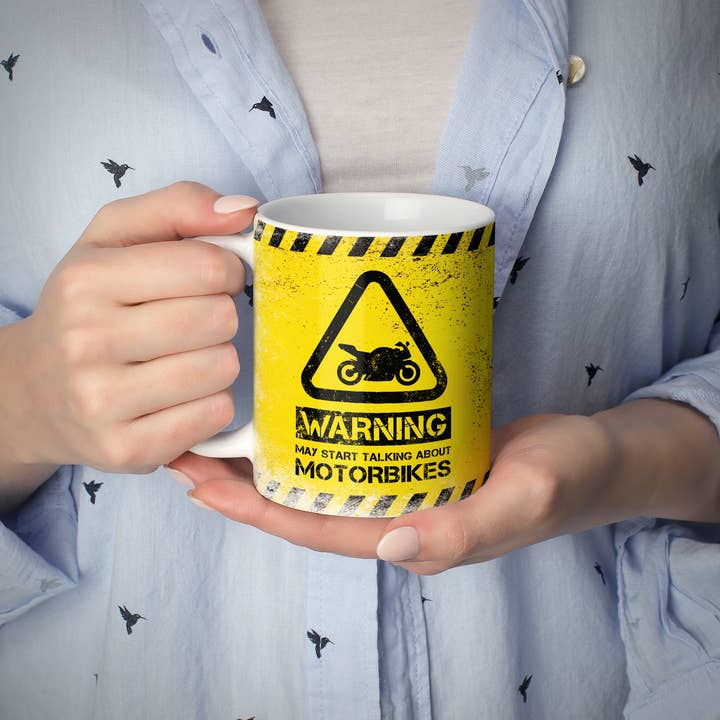 Mug Monster - Vendita all'ingrosso Tazza - Tazza da moto con scritta «Warning May Start Talking about Motorbikes»2