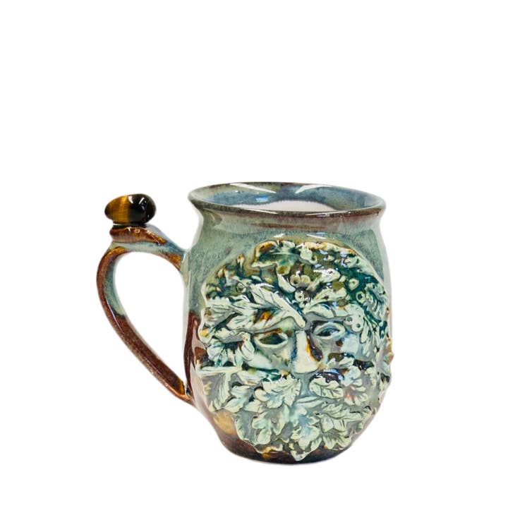 Carys Martin Ceramics - Wholesale Coffee Mug - Green Man Aventurine Crystal Mug