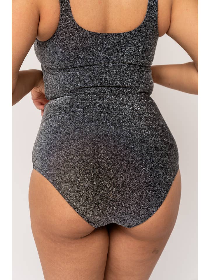 Coral Reef Swim - Wholesale Swim Bottoms - Women's - Black Shimmer High Waisted Swim Bottom5