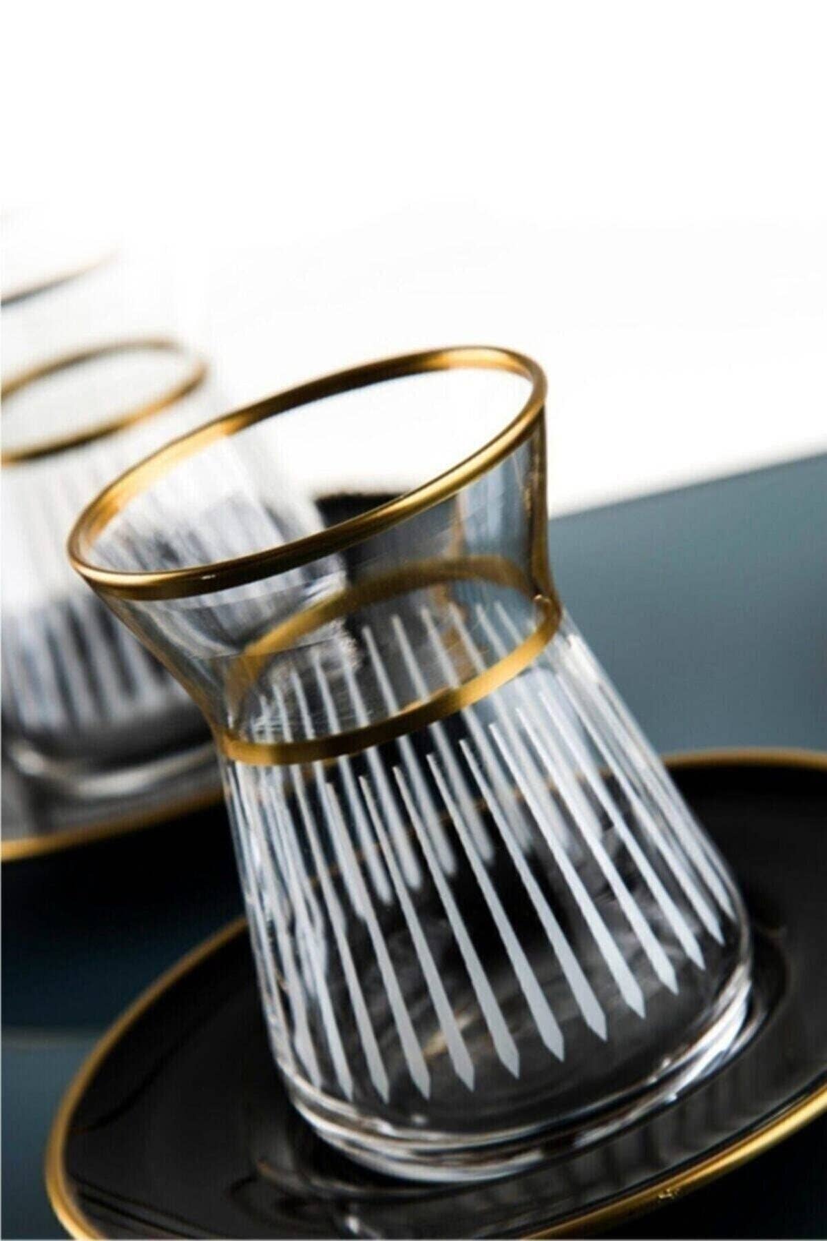 benjashop - Wholesale Tea Set - Paşabahçe 12 Pieces Luxury Irem Tea Set Turkish Tea Set4