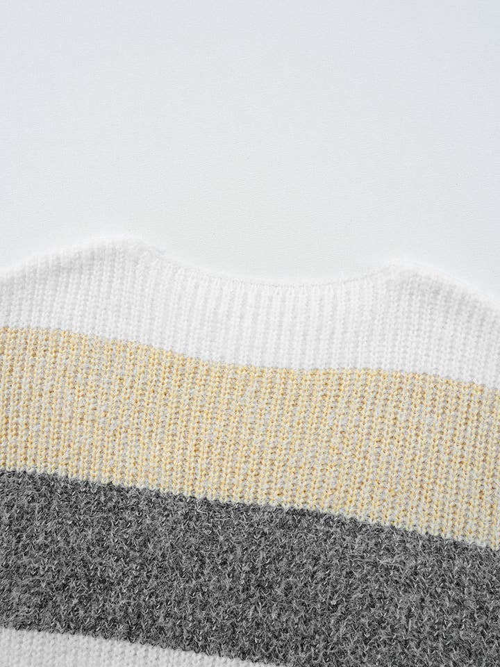 Gray Stripe Sofia Sleeve Drop Shoulder Sweater for wholesale on Faire5