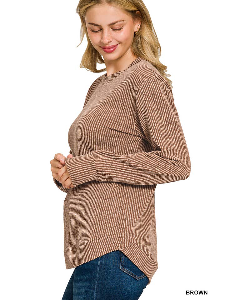 Vanilla Monkey - Wholesale Sweatshirt - Women's - Raised Rib Round Neck Long Sleeve Top3