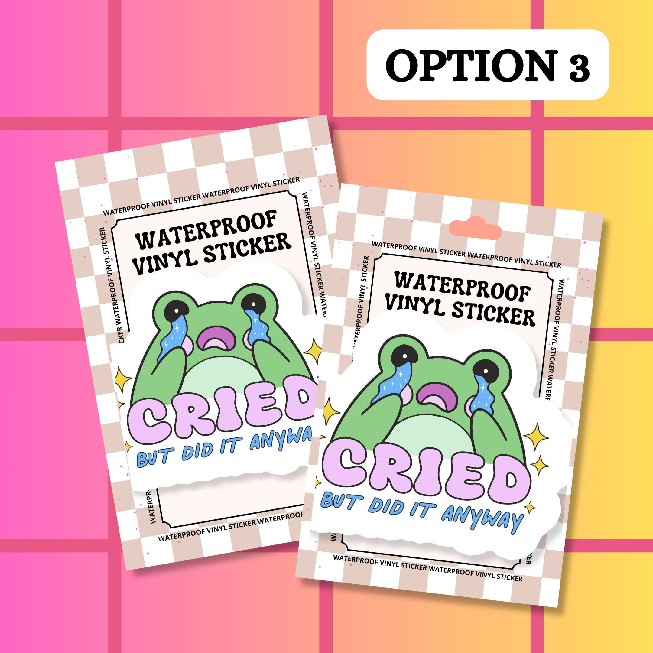 Stickers+ X Ashley Bexar - Wholesale Sticker - Frog Cry Relatable Mental Health Waterproof Vinyl Sticker4