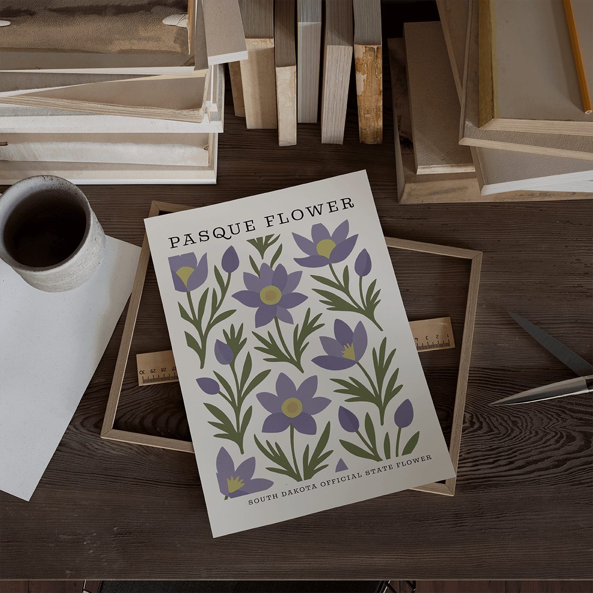 The FlatFile Society - Wholesale Art Print - South Dakota State Flower Art Print – Pasque Flower1