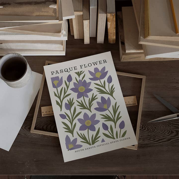 The FlatFile Society - Wholesale Art Print - South Dakota State Flower Art Print – Pasque Flower1