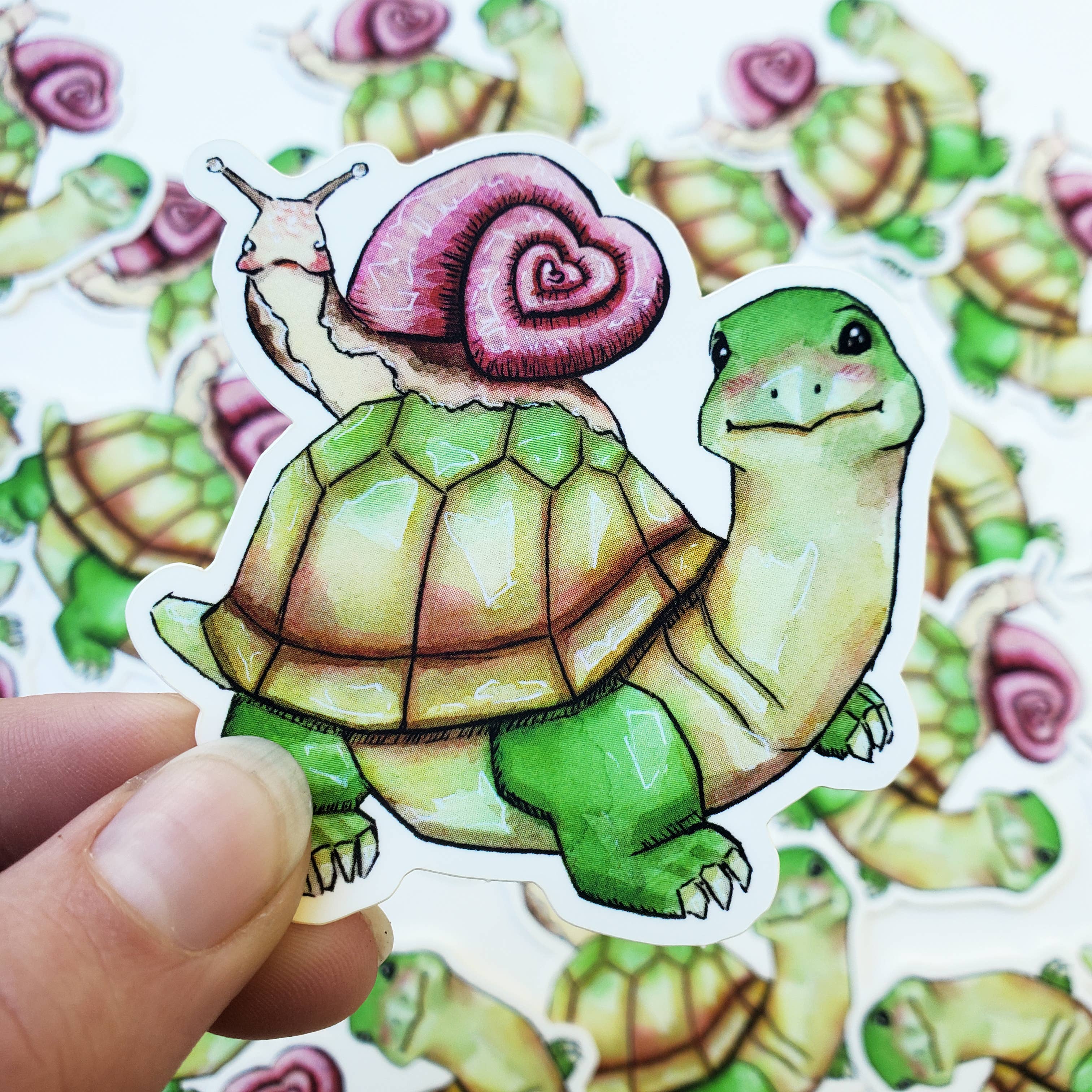 Art by Trisha Hall - Wholesale Sticker - Turtle & Snail Matte Sticker1