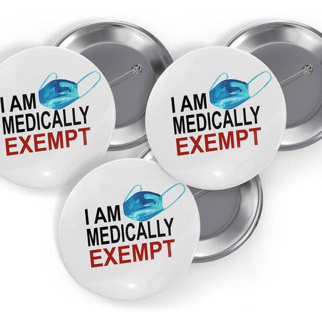 Medically Exempt Button Pin Trio Pack for wholesale by Busybee Creates