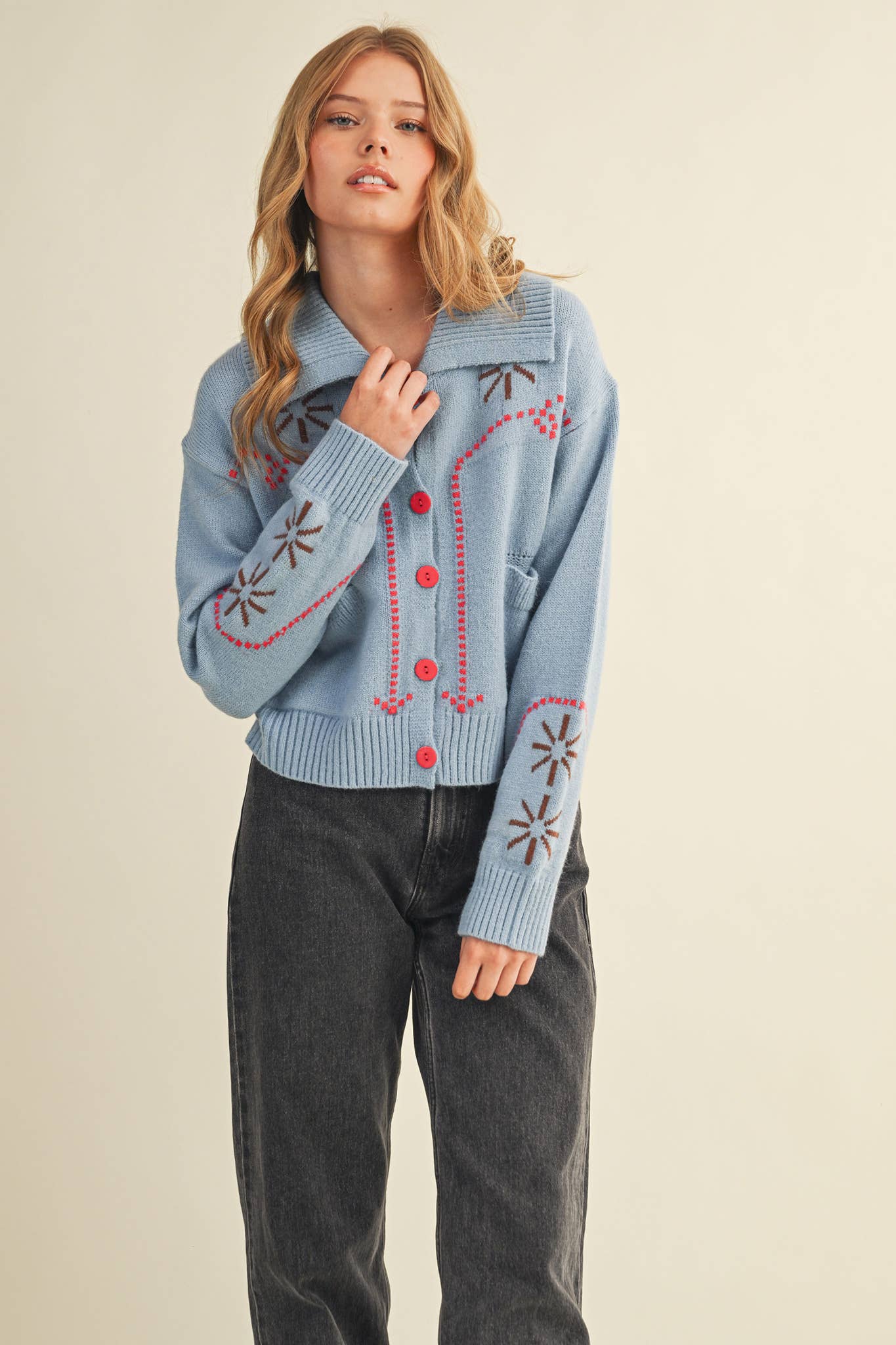 &MERCI - Wholesale Cardigan - Women's - WESTERN DESIGN SWEATER CARDIGAN MSW1121736
