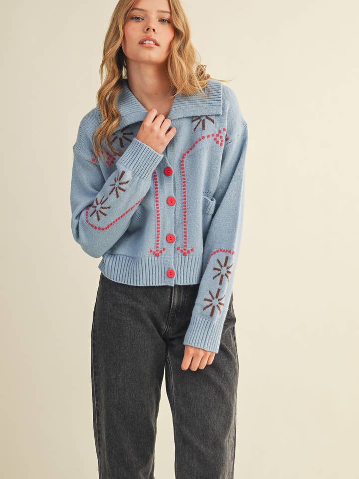 &MERCI - Wholesale Cardigan - Women's - WESTERN DESIGN SWEATER CARDIGAN MSW1121736