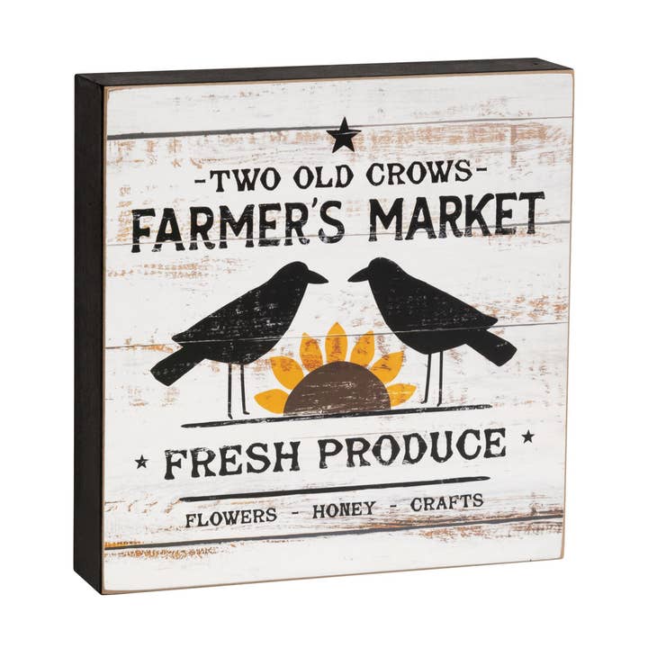 Retro "Two Old Crows" Farmer's Market Box Sign for wholesale by The Hearthside Collection