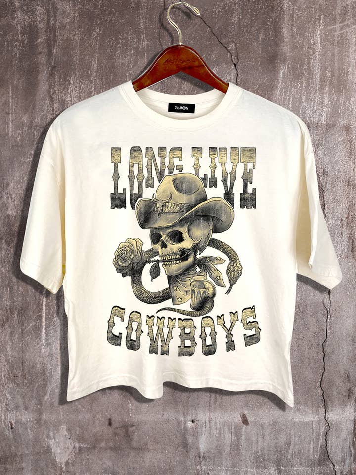 Long Live Cowboys Graphic Crop Tee for wholesale by 2&moon