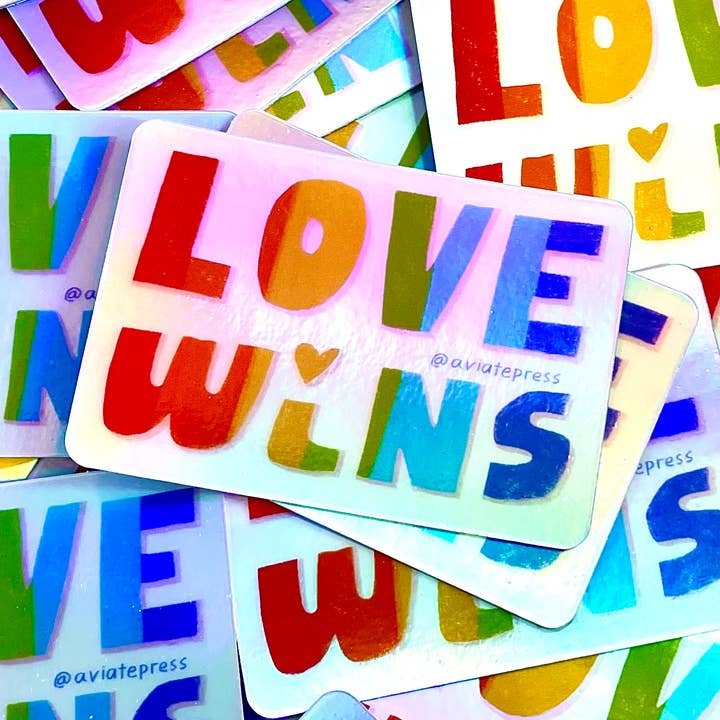 Aviate Press - Wholesale Sticker - Love Wins Holographic Gay Pride Sticker2