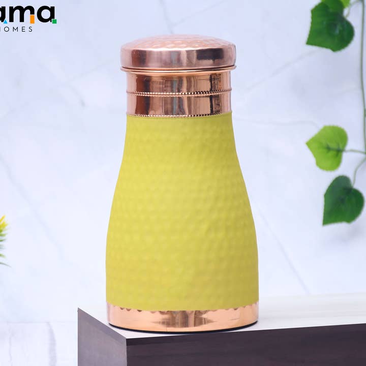 Amarillo Tarro de noche amarillo de seda de cobre puro con capacidad de vidrio incorporado de 1000 ml de venta al por mayor en Faire0