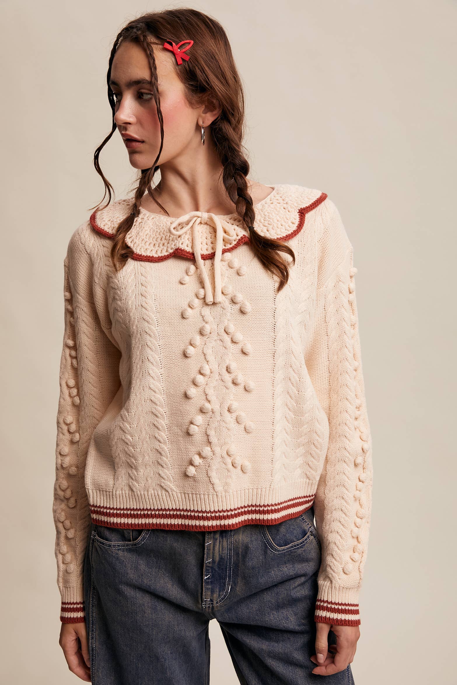 Listicle - Wholesale Knit Sweater - Women's - Pom Pom Cable Knit Sweater19