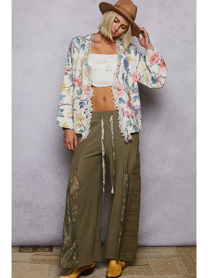 CREAM V-neck long sleeve floral print sweater cardigan top for wholesale on Faire11