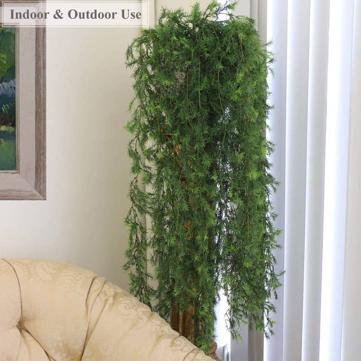 Larksilk - Wholesale Artificial plant - 46" Springerri Hanging Bush With 387 Tips Faux2